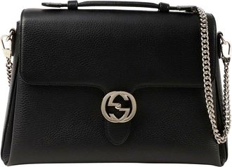 Gucci Black Calfskin Interlocking Top Handle Tote
