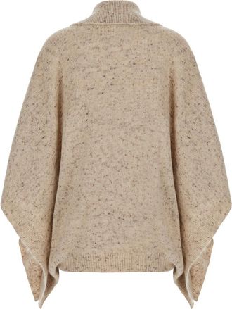 Fabiana Filippi Womens Hooded Cloak Beige Wool Blend Coat