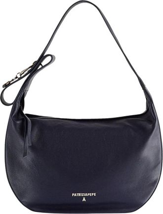 Patrizia Pepe Classica hobo handtas in halvemaanvorm - Dames - Schoudertassen - Zwart - ONE Size - Leer - Tassen