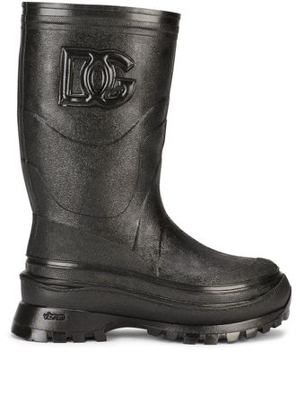 Dolce & Gabbana Stivaletti con logo goffrato - Nero