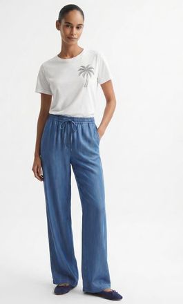 Exquise Duncan Straight Leg Lace Up Waist Denim Pants in Blue at Nordstrom, Size X-Large