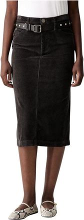 Pinko Corduroy Midi Rok - Dames - Midirokken - Bruin - M - Katoen - Rokken