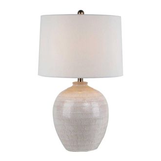 Hill Interiors Chevronne Ceramic Table Lamp (UK Plug) in White