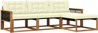 vidaXL Conjunto De Sof&aacute;s De Exterior 4 Uds. Natural Y Crema Vidaxl