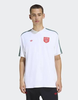adidas Originals Maglia con rose verde college e bianco