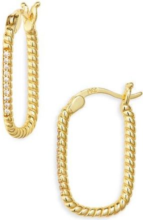 Argento Vivo Cubic Zirconia Oval Rope Hoop Earrings in Gold at Nordstrom Rack