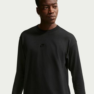 Nike Mens Nike Sportswear Premium Essentials Long-Sleeve T-Shirt in Black | IH1127-010