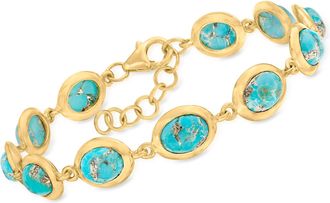 Ross-Simons Turquoise Bracelet in 18kt Gold Over Sterling