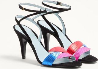 Valentino Garavani Sandalo Foliefoliage In Camoscio 85Mm Donna NERO 35.5