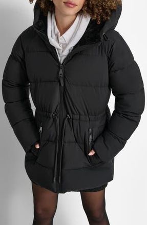 DKNY Stretch Puffer Jacket in Ebony at Nordstrom Rack, Size X-Small