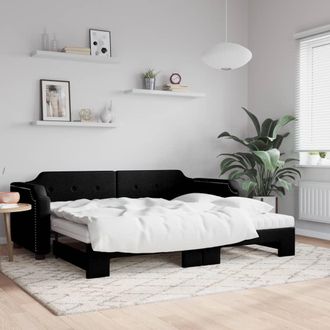 vidaXL Vidaxl - Sof&aacute; Cama Nido Con Colch&oacute;n Tela Negro 90x190 Cm
