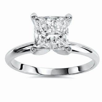Pompeii3 Certified 2Ct Princess Cut Solitaire Diamond Engagement Ring 14k Gold Lab Grown Size Selectable