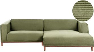 Beliani Beliani - Sof&aacute; Esquinero Moderno Izquierdo 4 Plazas Patas De Madera De Pana Reposabrazos Verde Veng