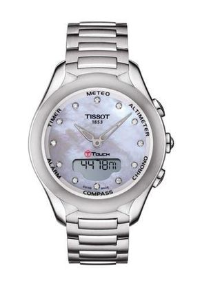 Tissot Womens T-Touch Solar Diamond Accent Stainless Steel Bracelet Watch, 38mm - 0.10 ctw at Nordstrom Rack