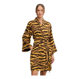 DKNY Dkny, Nachtkleding, Dames, Veelkleurig, S, Polyester, Badjas met ceintuur