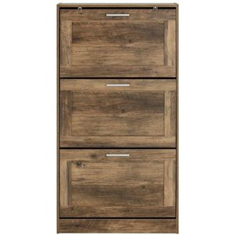 SoBuy Scarpiera Ribaltabile Scarpiera A 3 Ribalte Portascarpe Salvaspazio Slim, 60x23x115cm, Noce, FSR137-L-F SoBuy