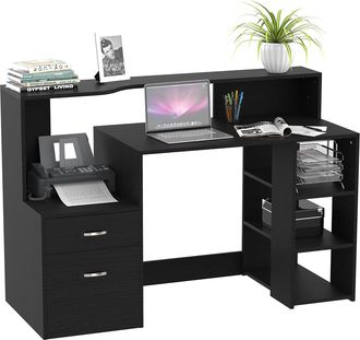 HOMCOM Computer Desk PC Table Wooden Workstation Executive