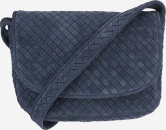 Bottega Veneta Mens Veneto Messenger Bag Suede Dark Blue Calfskin Shoulder