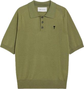 Ami Collar Short Sleeve Knitwear Olive HPL438-KN0039-A091