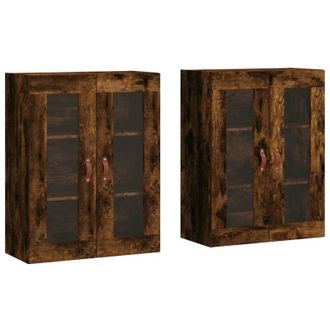 vidaXL Armarios De Pared 2 Uds Madera De Ingenier&iacute;a Roble Ahumado Vidaxl