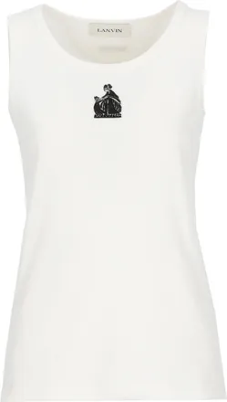 Lanvin White Embellished Sleeveless Tank Top