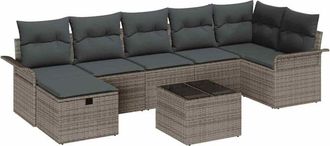 vidaXL Conjunto De Sof&aacute; De Jard&iacute;n Con Coj&iacute;n 8 Pcs Gris Polirat&aacute;n Vidaxl