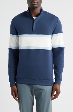 Swannies Owen Chest Stripe Golf Quarter Zip in Navy-White at Nordstrom, Size Xx-Large
