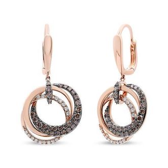 House of Brilliance 14K Rose Gold 1.00 Cttw Diamond Hoops and Circle Dangle Earrings in Pink at Nordstrom