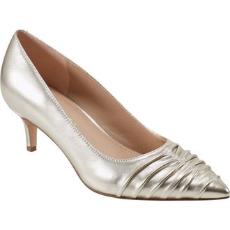 Marc Fisher Paria Pointed Toe Kitten Heel Pump in Metallic Gold at Nordstrom Rack, Size 8.5