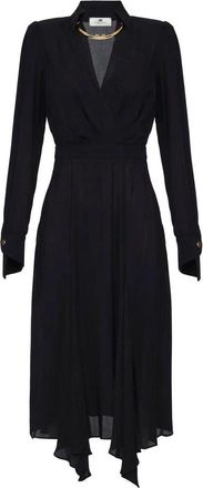 Elisabetta Franchi Georgette Jurk met Buisvormige Ketting - Dames - Casual kleedjes - Zwart - S - Kleedjes