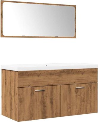 vidaXL Juego De Muebles Ba&ntilde;o 3 Piezas Madera Ingenier&iacute;a Roble Artisan Vidaxl