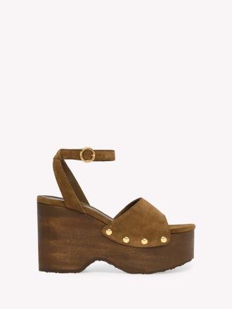 Gianvito Rossi Studded Suede Platform Sandals in Brown Suede at Nordstrom, Size 34.5