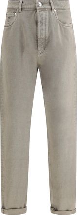 Brunello Cucinelli Mens Trousers Iconic Fit Khaki Cotton Jean