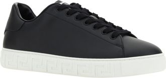 Versace Mens Leather Sneakers Black