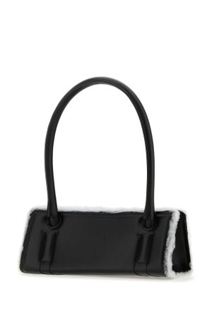 DENTRO Womens Black Leather Radar Shoulder Bag Borse A Mano