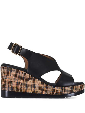 Ron White Dacota cut-out wedge espadrilles - women - Calf Leather/Calf Leather/Calf Leather - 10 - Black