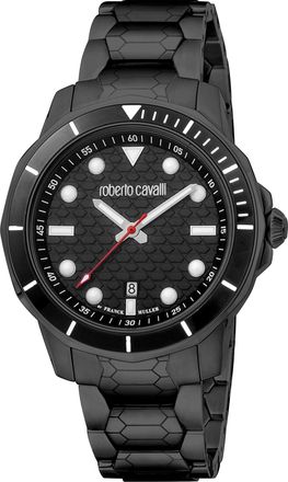 Roberto Cavalli Black Dial Black Band Watch