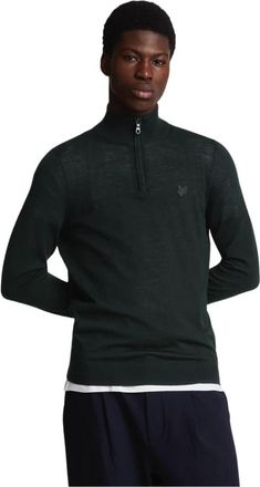 Lyle & Scott Eagle Merino Quarter Zip Jumper - Heren - Coltruien - Blauw - 2XL - Wol - Truien & Vesten