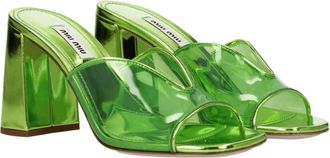 Miu Miu Womens Green Plexiglass Platform Sandals