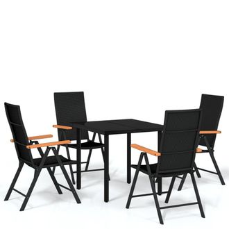 vidaXL Juego De Comedor Para Jard&iacute;n 5 Piezas Negro Vidaxl
