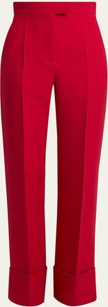 Valentino Garavani Wool-Silk Straight-Leg Cuffed Pants