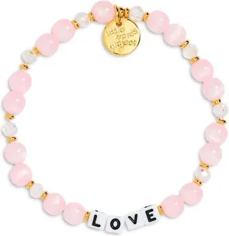 Little Words Project Love Sweet Petal Kisses Beaded Stretch Bracelet in White at Nordstrom, Size Small/medium