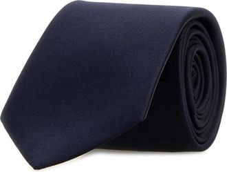 Saint Laurent Accessoires, Heren, Blauw, L, Satijn, Zijden Satijnen Stropdas
