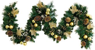 Nearly Natural 9Ft. Pre-Lit Artificial Golden Frosted Christmas Garland