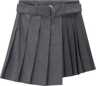 Msgm Asymmetrische geplooide rok - Dames - Korte rokken - Grijs - S - Wol - Rokken