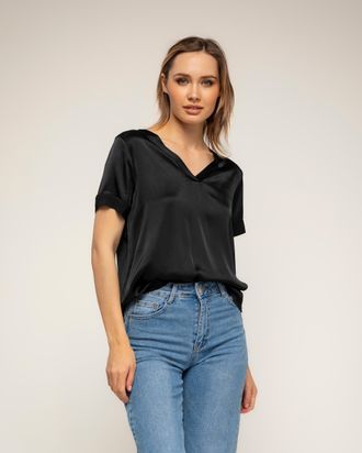 Tantra T-shirt met korte mouwen en V-hals van zijde