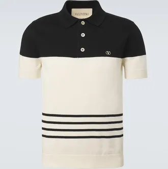 Valentino VLogo striped cotton polo sweater