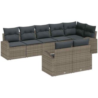 vidaXL Vidaxl - Conjunto De Sof&aacute; De Jard&iacute;n Con Coj&iacute;n 8 Pcs Gris Polirat&aacute;n