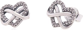 Pandora Infinity Heart Sterling Silver Stud Earrings