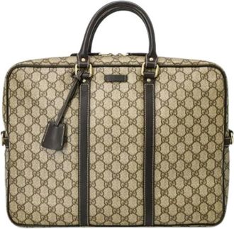 Gucci Pre-owned Handbags, male, Beige, Size: ONE SIZE Pre-owned Briefcase Handbag